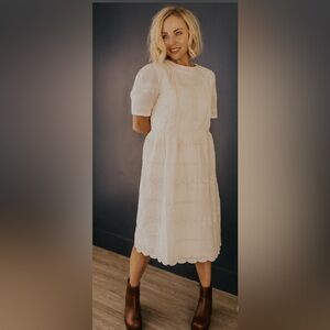 Roolee 100% Cotton Eyelet Dress, L